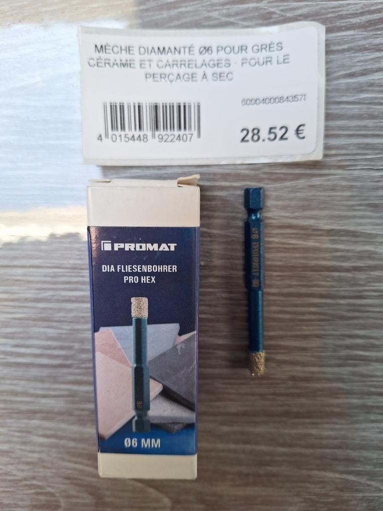 Mèche diamantée 6mm pour grès cérame et carrelages val.28€, Bricolage & Construction, Enlèvement, Neuf