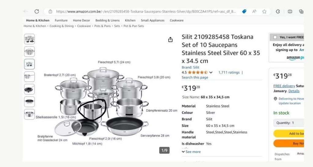 Silit/WMF potten en pannen, Ophalen, Nieuw, Staal of Inox