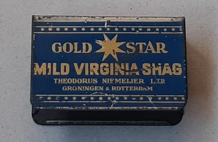 OUDE BLIK LUCIFER DOOSJES HOUDER RECLAME TABAK GOLD STAR, Ophalen of Verzenden