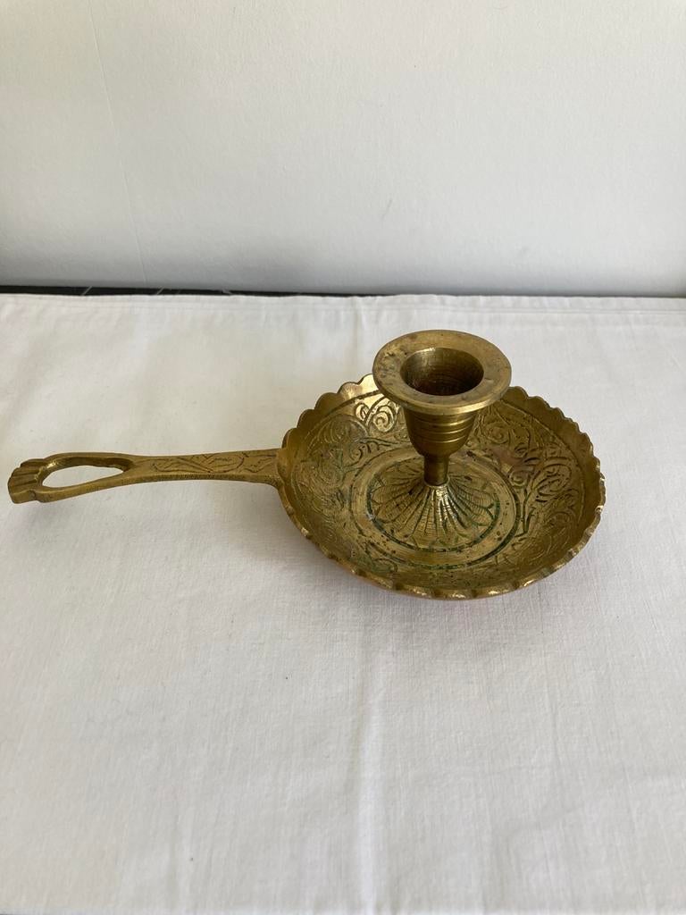 Chandelier vintage en bronze avec poignée -, Antiquités & Art, Enlèvement ou Envoi