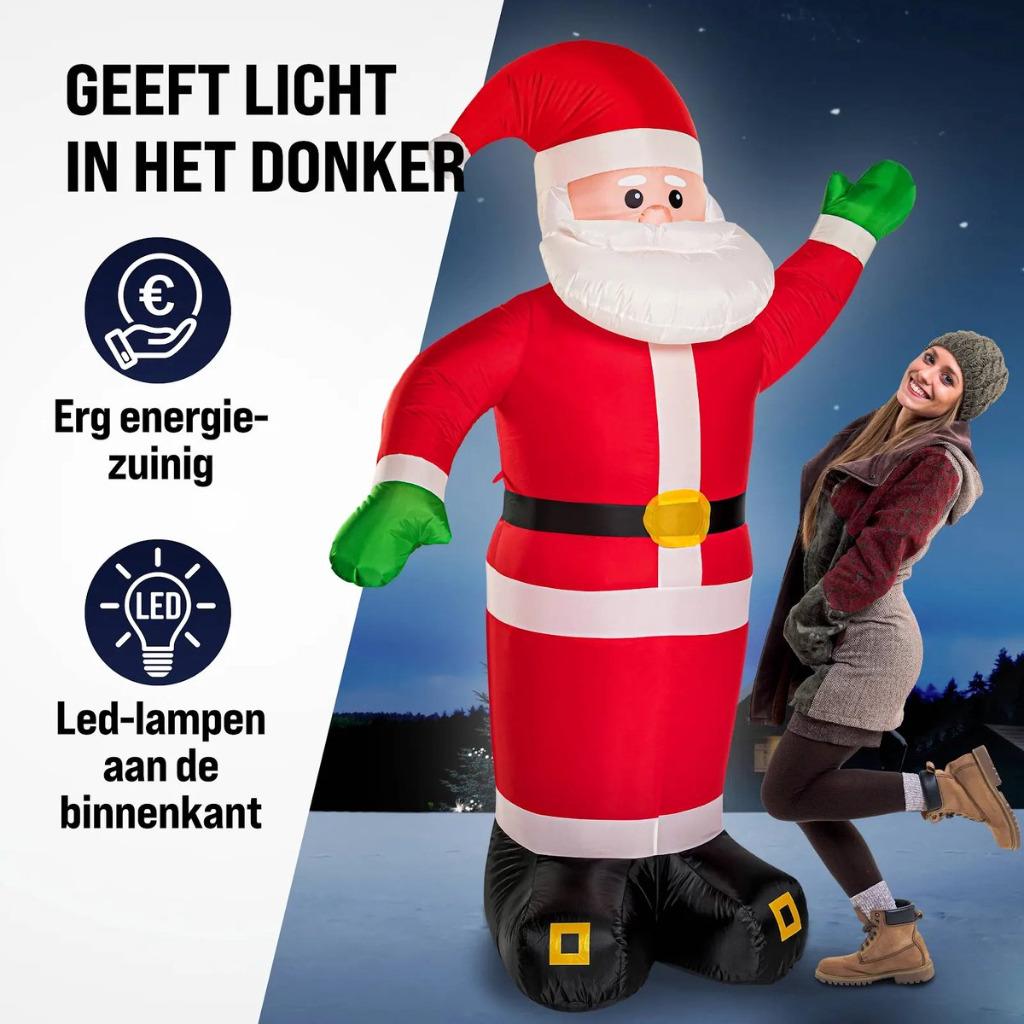 250cm Zelfopblaasbare Kerstman & Ledverlichting Incl. Blower, Diversen, Verzenden, Nieuw