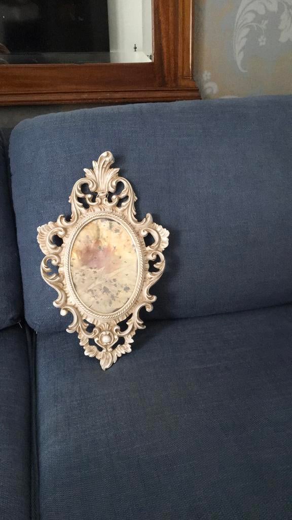 Miroir ancien, porcelaine, signé, Antiquités & Art, Enlèvement ou Envoi