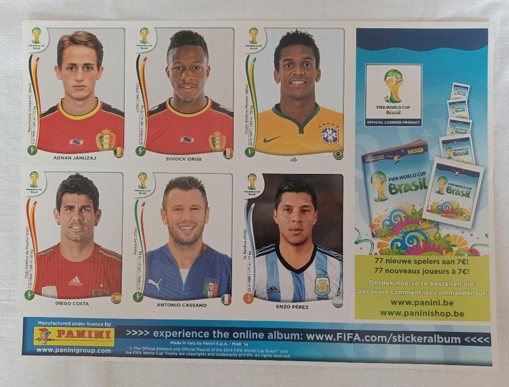 Autocollants Panini pour la Coupe du monde 2014 (update), Enlèvement ou Envoi, Comme neuf, Plusieurs autocollants