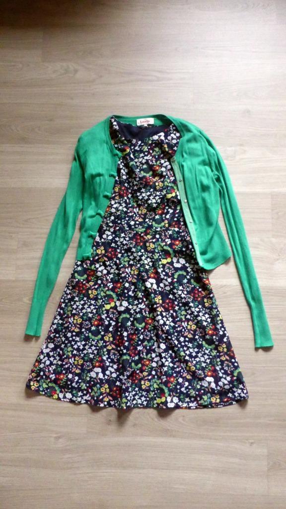 Jurk Sugarhill 36 A-lijn + groene cardigan, Kleding | Dames, Overige kleuren, Sugarhill, Ophalen of Verzenden, Maat 36 (S)