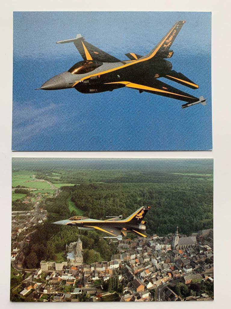 2 postkaarten F-16 'Black Bird' 1SQN Florennes 1992, Collections, Enlèvement ou Envoi, Armée de l'air, Photo ou Poster