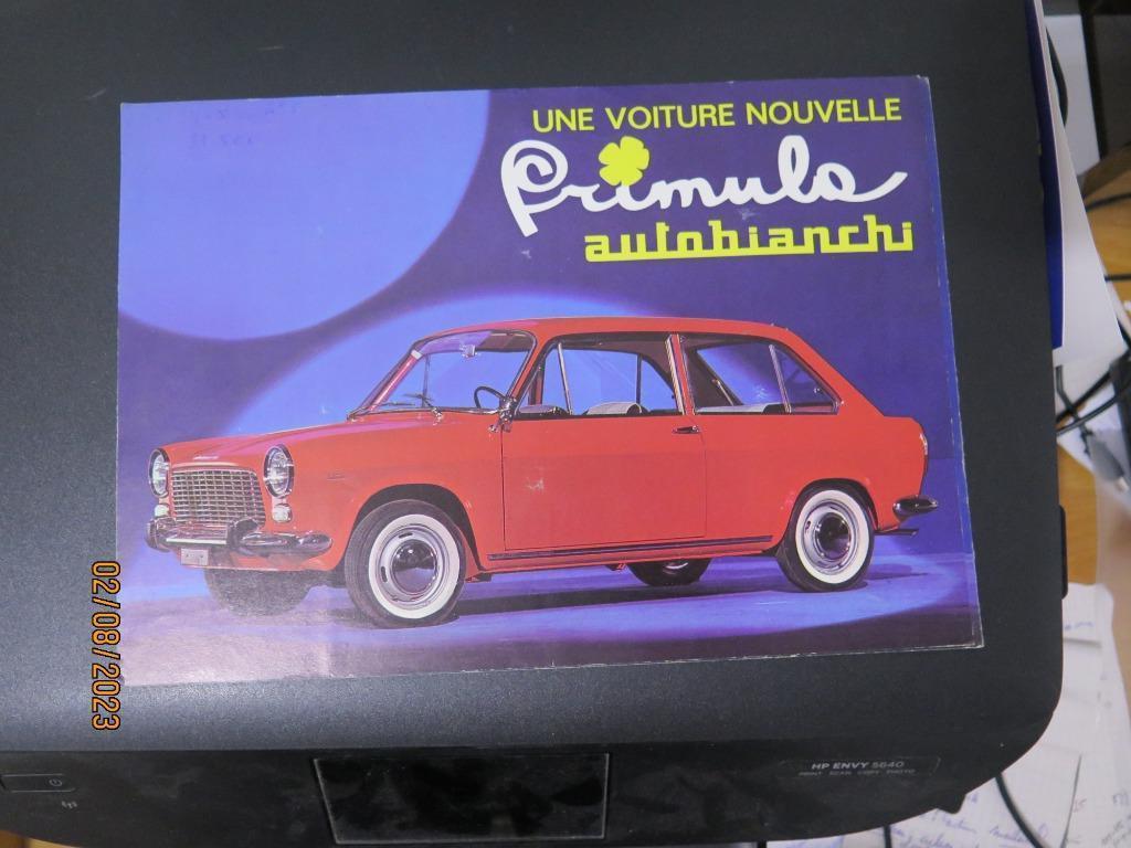 AUTOBIANCHI  PRIMULA   1 BLAD A4 FOLDER  1964, Verzenden