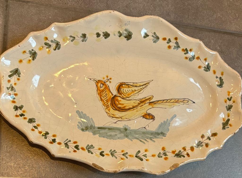 antiek ovalen bord met een fazant, Ophalen