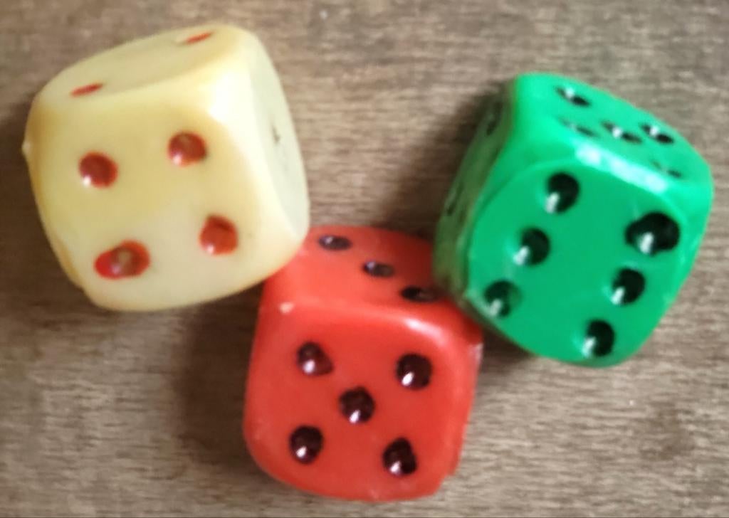 Dobbelstenen vintage in kleur, Verzamelen, Ophalen of Verzenden, Zo goed als nieuw