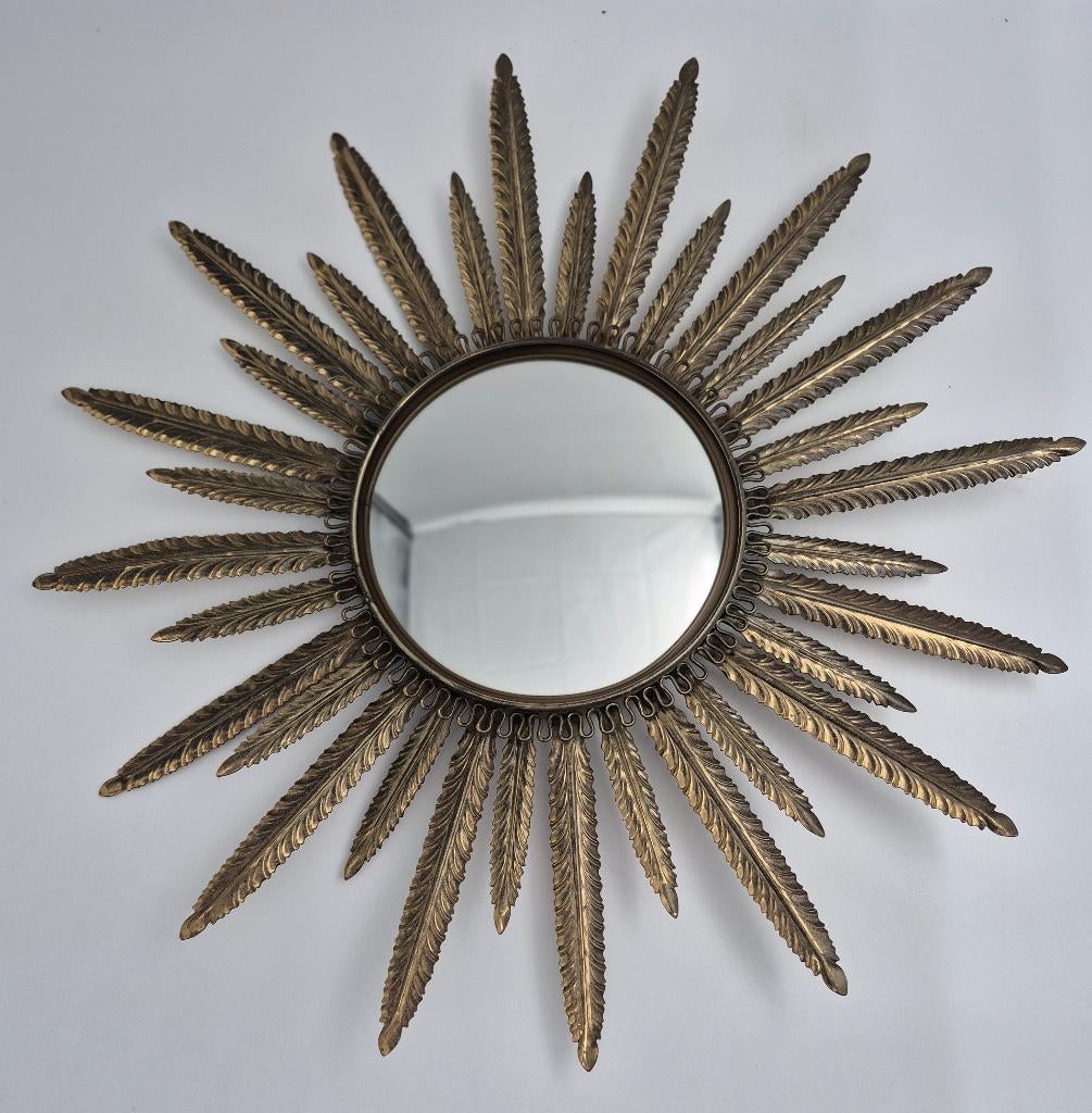 Hollywood Regency stijl Sunburst muurspiegel, *, Gebruikt, *, Rond