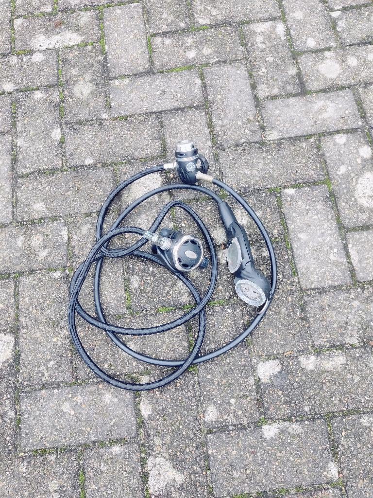 Dubbele ontspanner Aqualong + Cobra duikcomputer, Watersport en Boten, Duiken, Ophalen, Gebruikt, Duikcomputer
