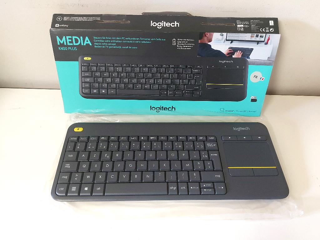 Logitech Media K400 Plus-toetsenbord, Computers en Software, Logitech G, Ergonomisch, Azerty, Ophalen of Verzenden
