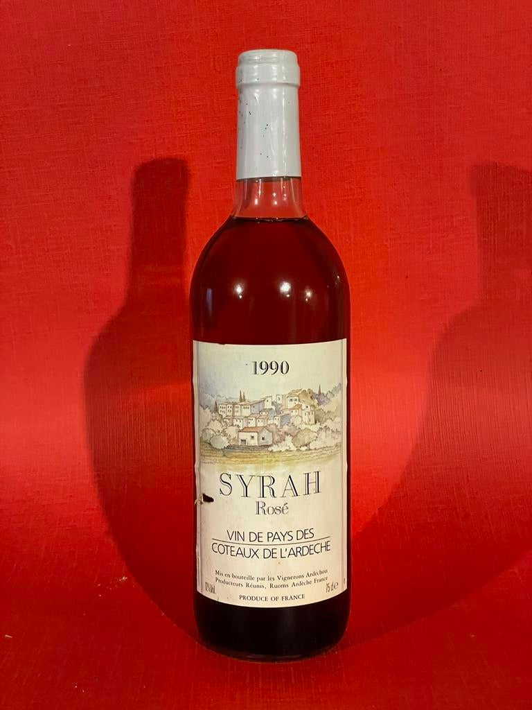 Vintage 1990 Syrah Rosé Franse wijn fles, Ophalen of Verzenden, Zo goed als nieuw, Frankrijk