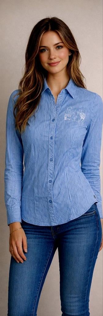 Gaastra damesblouse lichtblauw met fijne strepen, Kleding | Dames, Blouses en Tunieken, Maat 36 (S), Ophalen of Verzenden