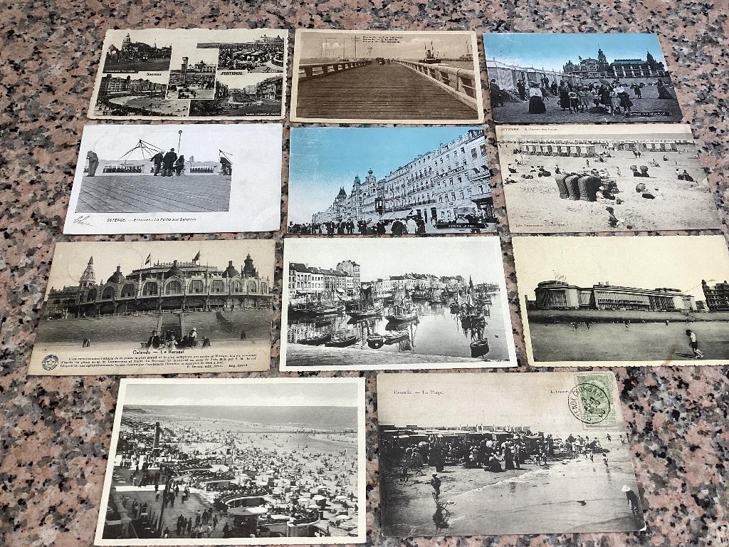 Lot 11 oude postkaarten OOSTENDE kust zee, Ophalen of Verzenden, Voor 1920, Gelopen, West-Vlaanderen