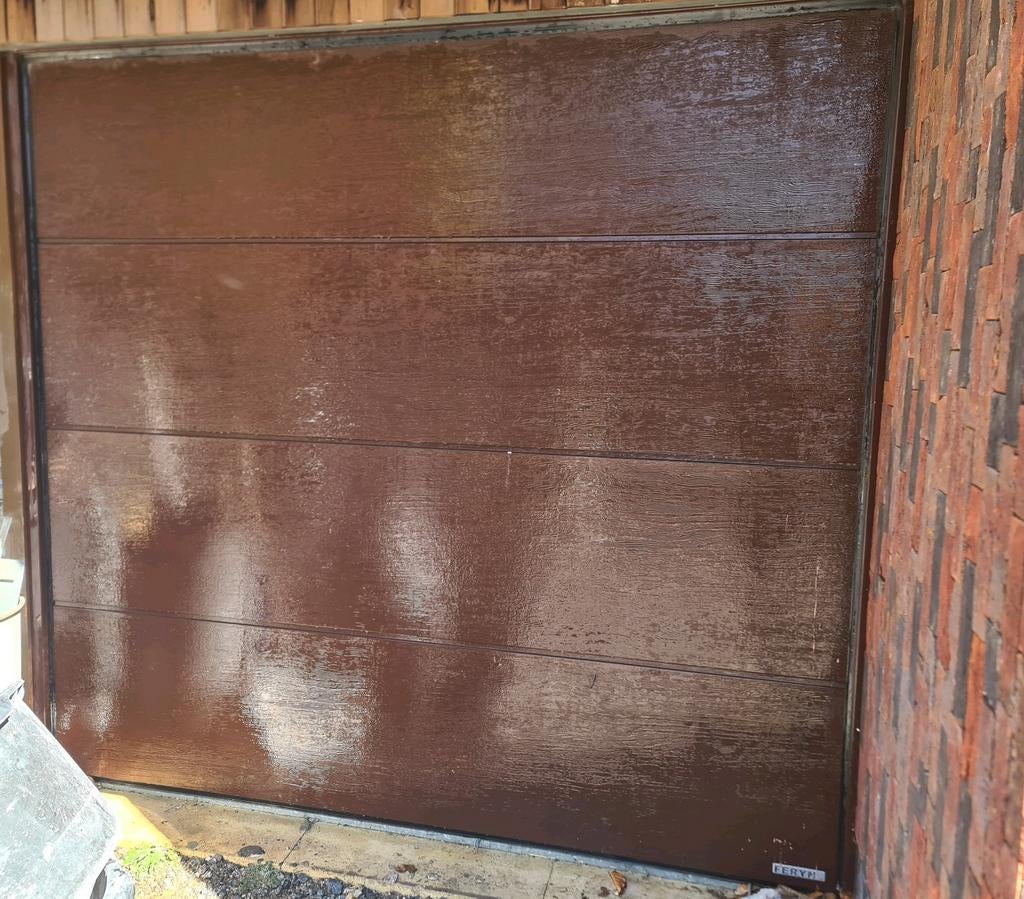 sectionaalpoort 2 stuks bruin 2.25x2.125m, Doe-het-zelf en Bouw, Ophalen, Gebruikt, Garagedeur, 120 cm of meer