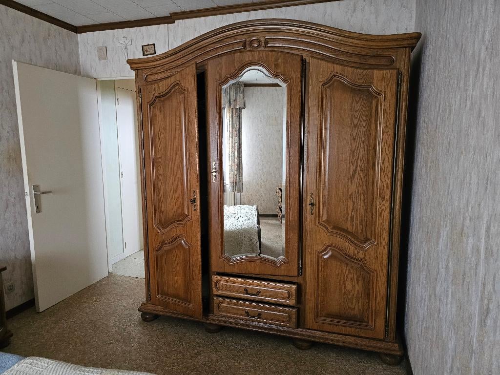 Mooie slaapkamer in bruin hout, Ophalen, Gebruikt, Tweepersoons