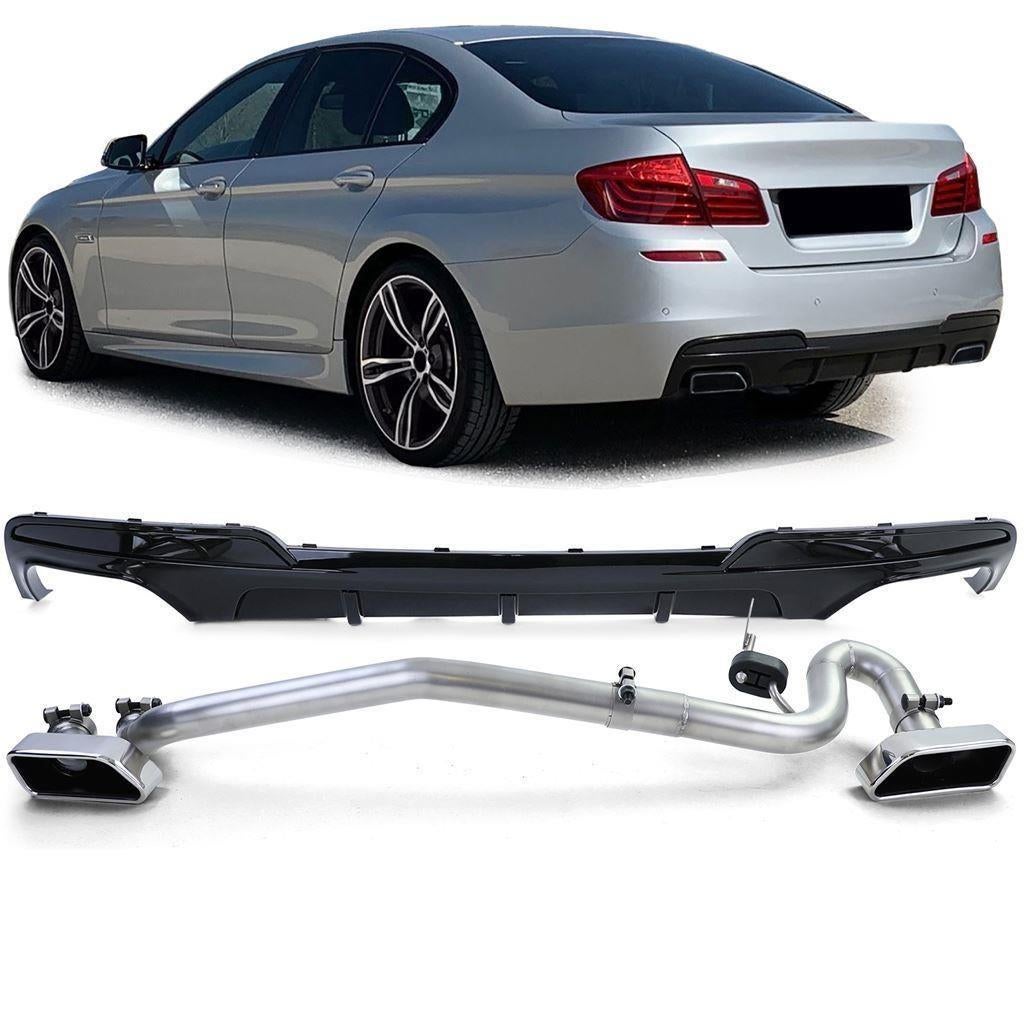 V8 Uitlaat Look Ombouw Set + Diffuser Glans Zwart Voor Bmw 5, Verzenden