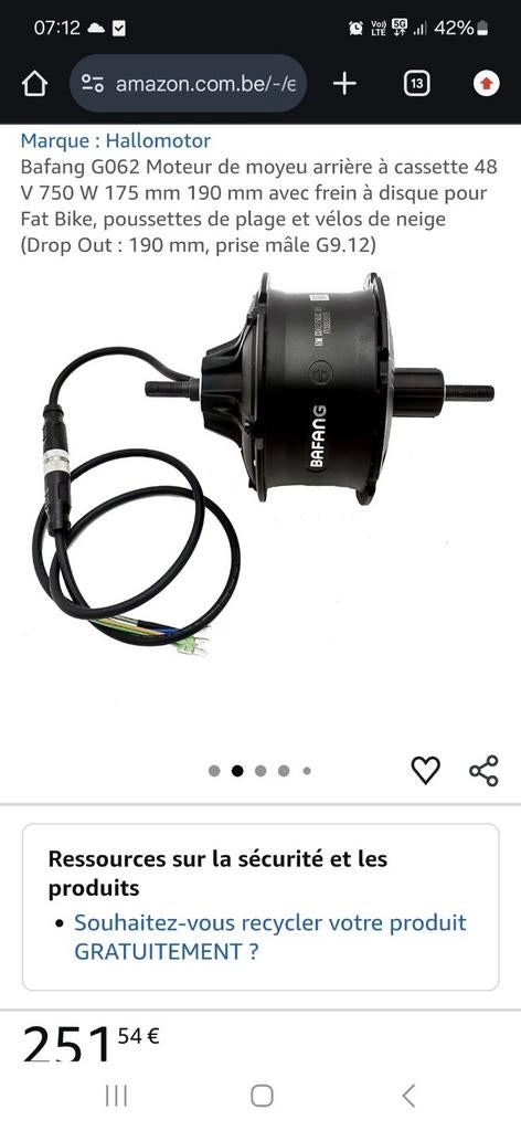 Moteur Bafang G 062 nouveau, Enlèvement ou Envoi, Cadre