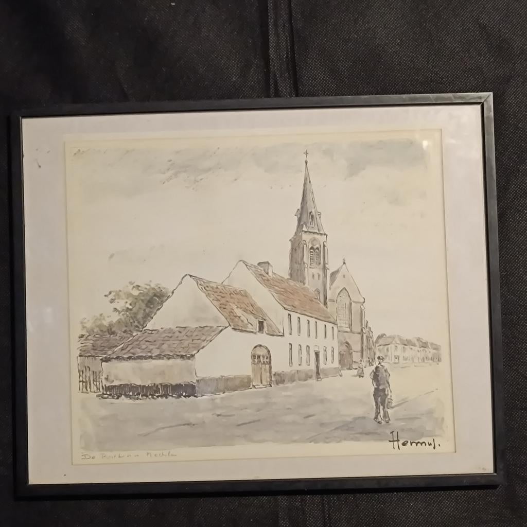 Origineel werk Jan Hermus  De  Posthoorn Mechelen, Enlèvement ou Envoi