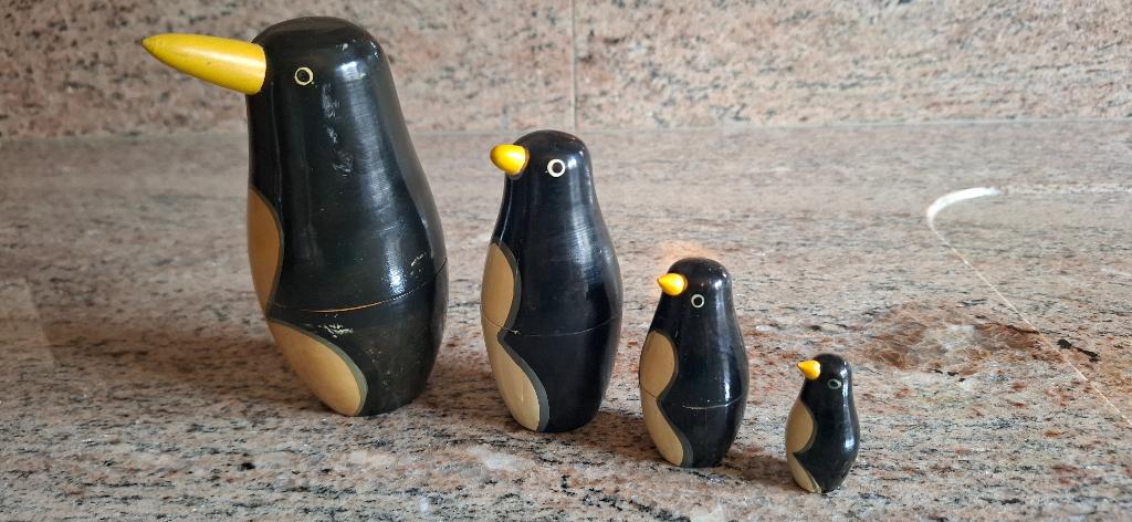 Handgeschilderde pinguïn matroesjka's - nestpop, Ophalen of Verzenden