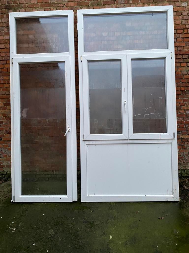 Pvc deur met raampje 2,81m hoog 2,16 breed, Enlèvement, Utilisé, Vitre comprise, 225 cm ou plus
