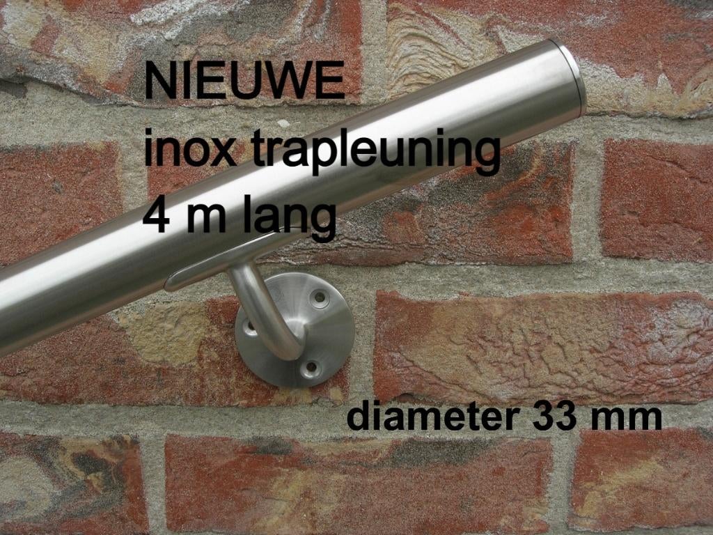 NIEUWE inox trapleuning 4 m lang - dia 33 mm - OOK OP MAAT, Ophalen, Nieuw, Trap, 4 meter of meer