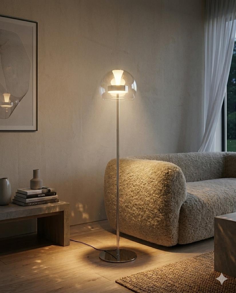 Lampadaire Led design allemand ,variateur intégré., Maison & Meubles, Lampes | Lampadaires, Enlèvement ou Envoi, Verre