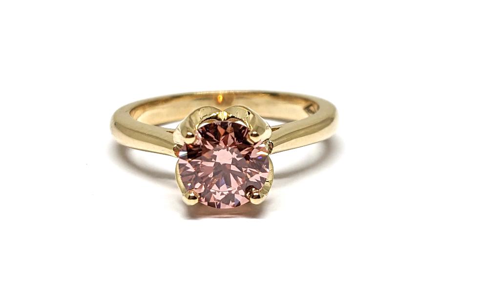 Roze Diamant Ring 1.00ct., Handtassen en Accessoires, Ringen, Nieuw, Ophalen of Verzenden, 17 tot 18, Roze