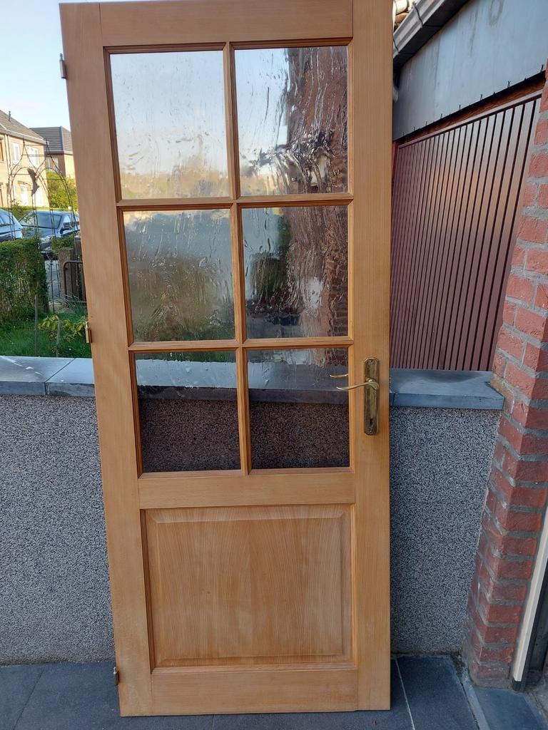 Porte en bois, Bricolage & Construction, Châssis & Portes coulissantes, Utilisé, Bois, 150 à 225 cm, 75 à 150 cm, Vitre comprise