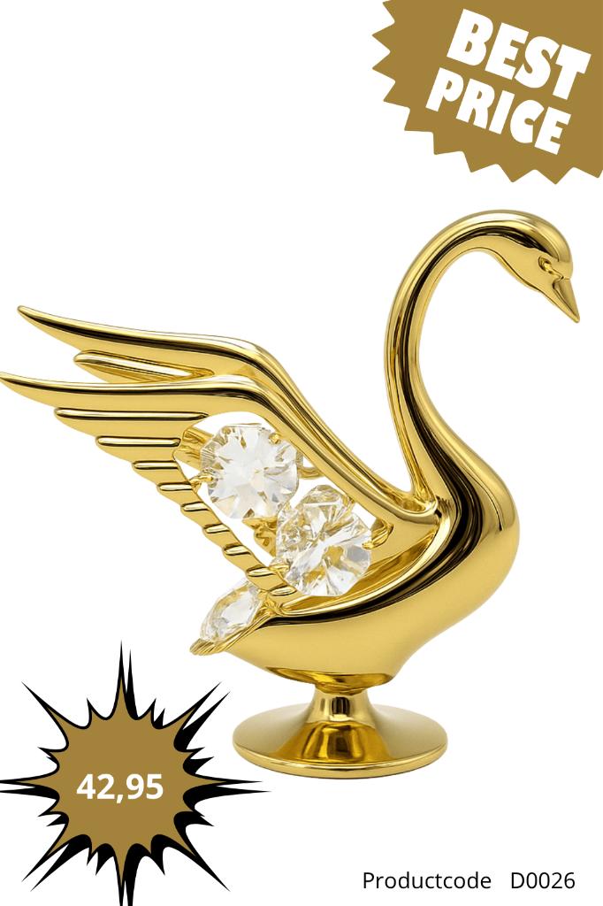 Luxe 24K Vergulde Beeldjes met Kristal | Cadeau Idee, Huis en Inrichting, Woonaccessoires | Overige, Verzenden, Nieuw, Goud, Metaal