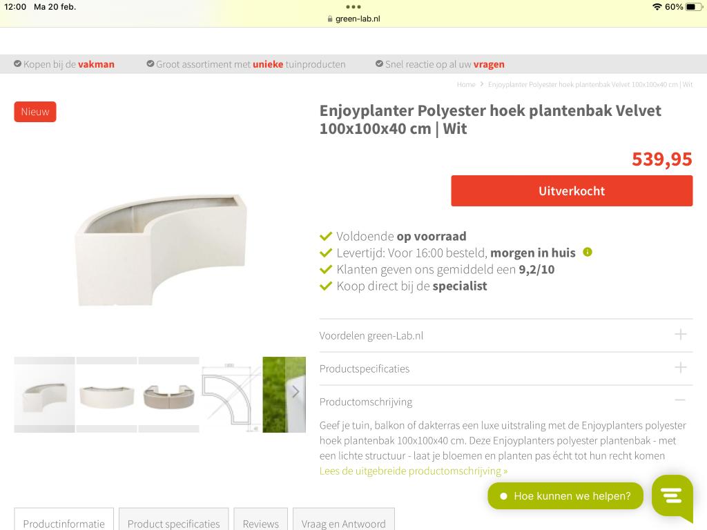 Kwart Ronde  Polyester Planten bak, Ophalen, Kunststof, 100 cm of meer, Rond