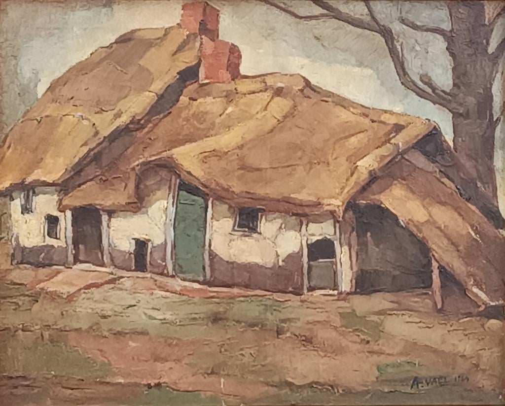 Albert Vael (1914-1981): Hoeve 1964 (O/D, 63 x 53 cm), Ophalen of Verzenden
