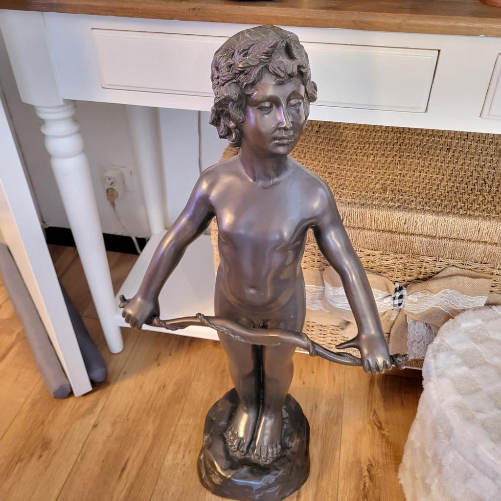 Prachtige bronze beeld getekent 90 cm, Antiek en Kunst, Ophalen