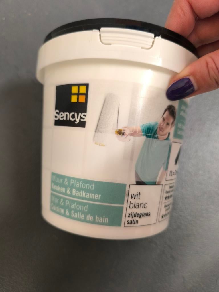 Sencys 1L keuken&badkamer wit zijdeglans, Ophalen, Wit