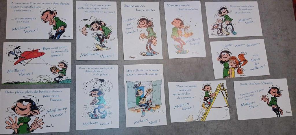 Vintage wenskaarten van Guust Flater wensen nieuwjaar, Verzamelen, Ophalen, Guust of Robbedoes, Zo goed als nieuw, Overige typen