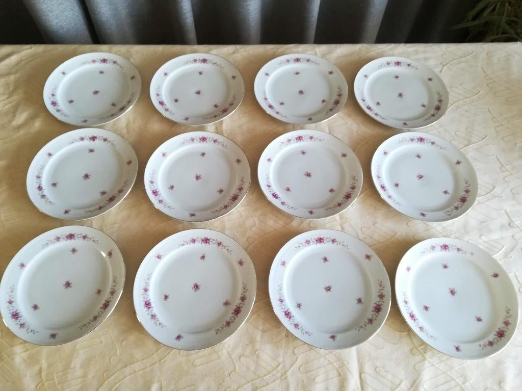 6 of 12 dessert borden met gouden rand Eschenbach Roswitha, Ophalen of Verzenden