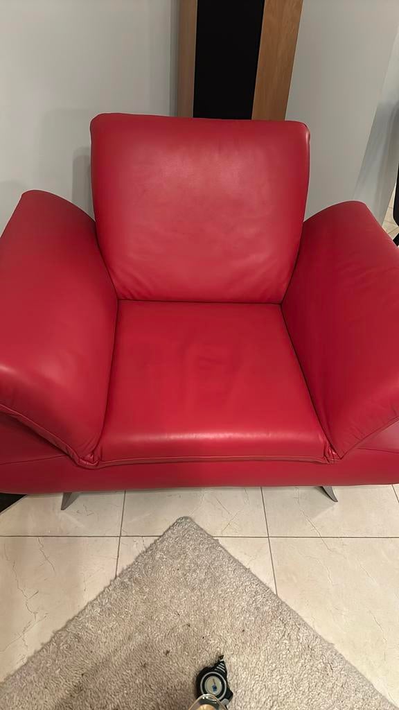 Fauteuil en cuir rouge Koinor, Maison & Meubles, Fauteuils, Comme neuf, Moins de 75 cm, Cuir, 50 à 75 cm