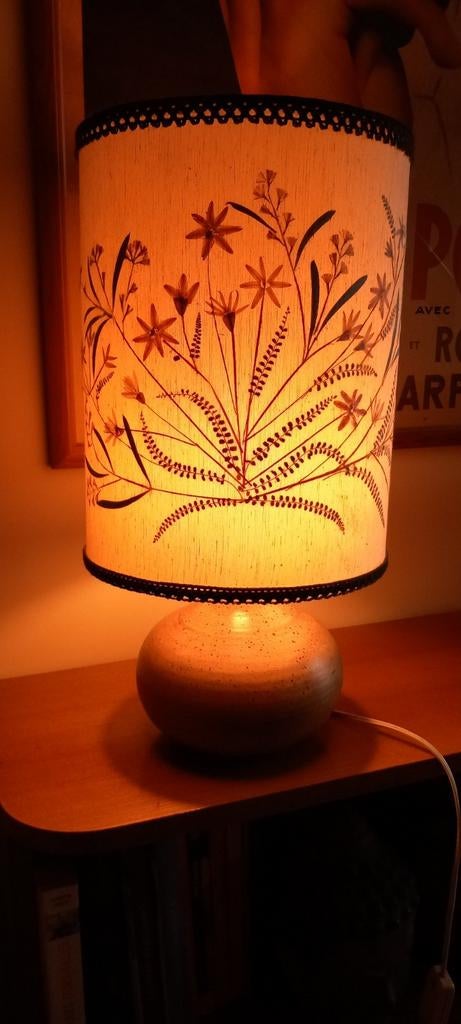 Lampe de table herbier céramique Vallauris signée J.G