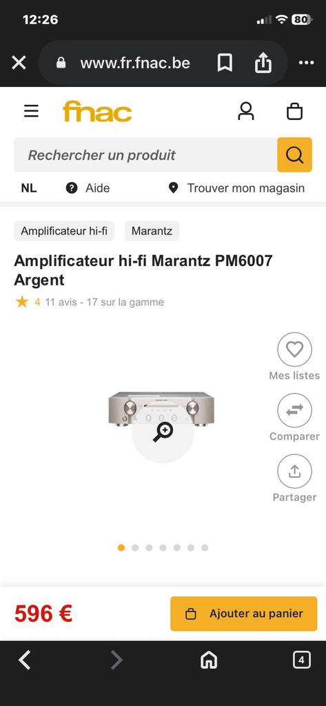 Amplificateur hi-fi marantz pm6007 en argent, Enlèvement, Comme neuf, Marantz