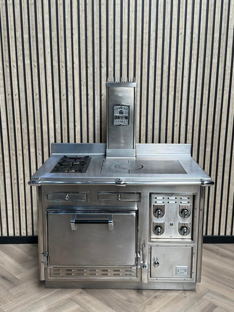 Prachtig Molteni Fornuis Inox 120cm + Gasoven, Ophalen of Verzenden, Grill, Gas