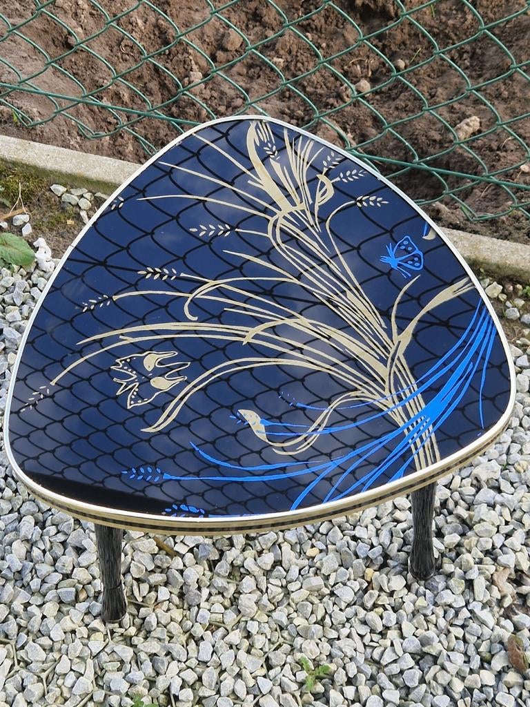 Unieke vintage glazen plantentafel bijzettafel , glas blad, Antiek en Kunst, Ophalen of Verzenden