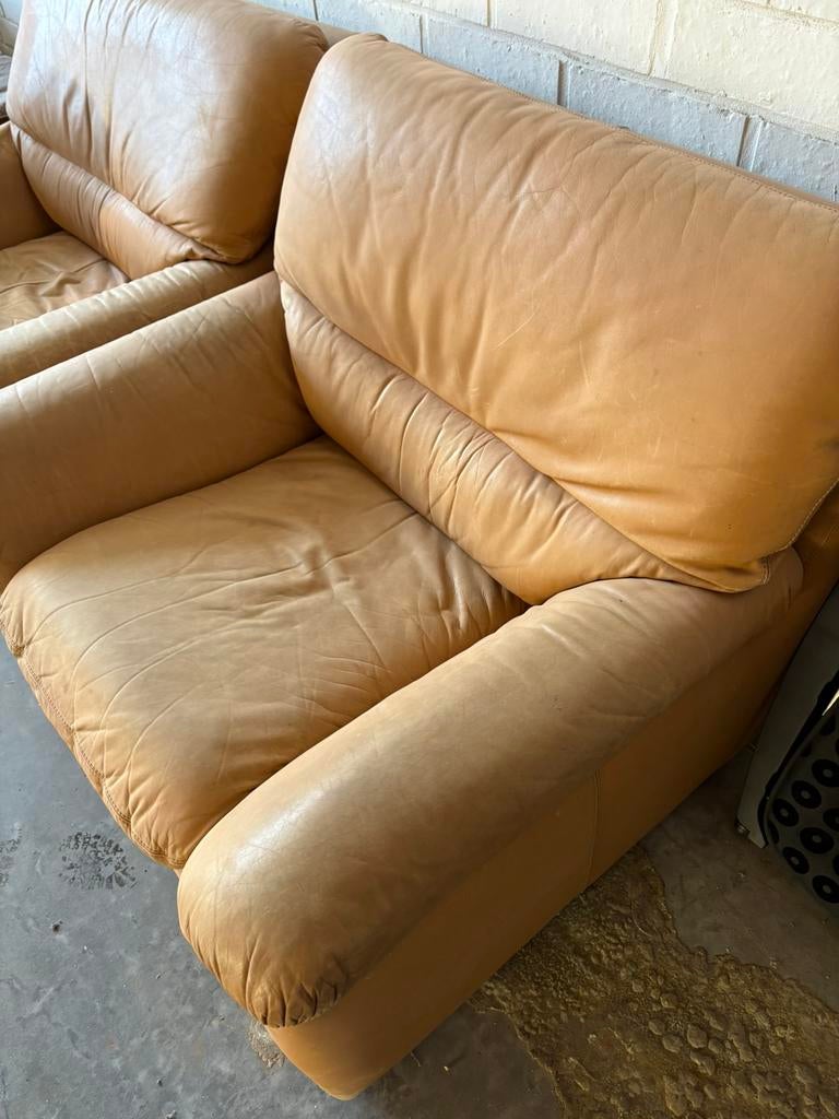 Meubels en leten sofa, Ophalen, Gebruikt, Driepersoons, Leer