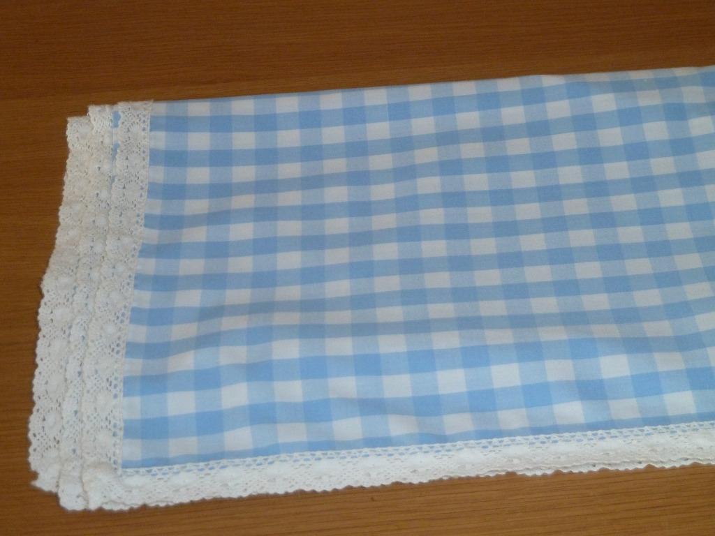 Vintage ** Blauw-wit Vichy Tafelkleed / Kant, Ophalen of Verzenden, Zo goed als nieuw, Rechthoek