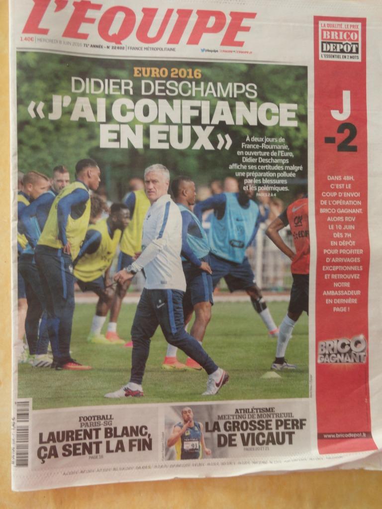 Journal L'EQUIPE - Championnat d'Europe 2016, Collections, Revues, Journaux & Coupures, Envoi, Journal