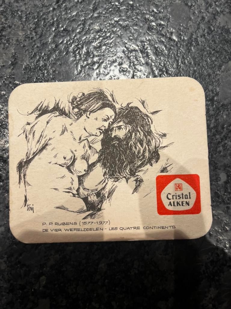 Bierkaartje Cristal Alken Rubens 1577-1977, Verzamelen, Biermerken, Ophalen of Verzenden, Zo goed als nieuw