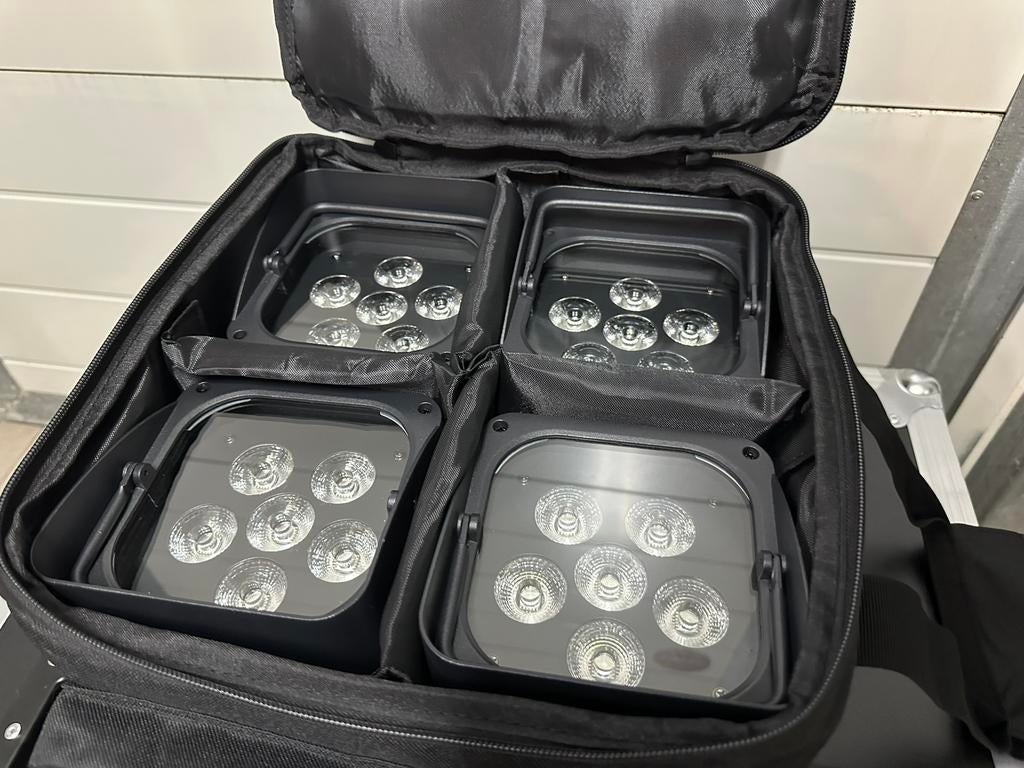 Set 4x led batterij  uplighters 6x18w. Kompleet met tas., Enlèvement, Neuf