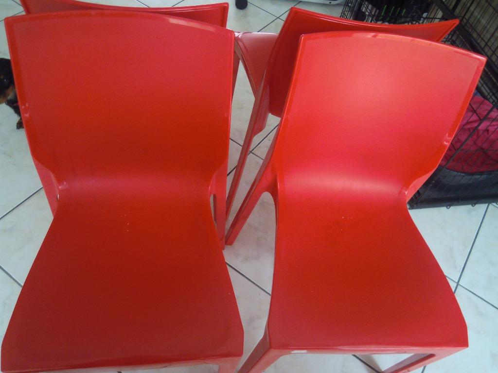 4 rode keuken of terras stoeltjes, Antiek en Kunst, Ophalen