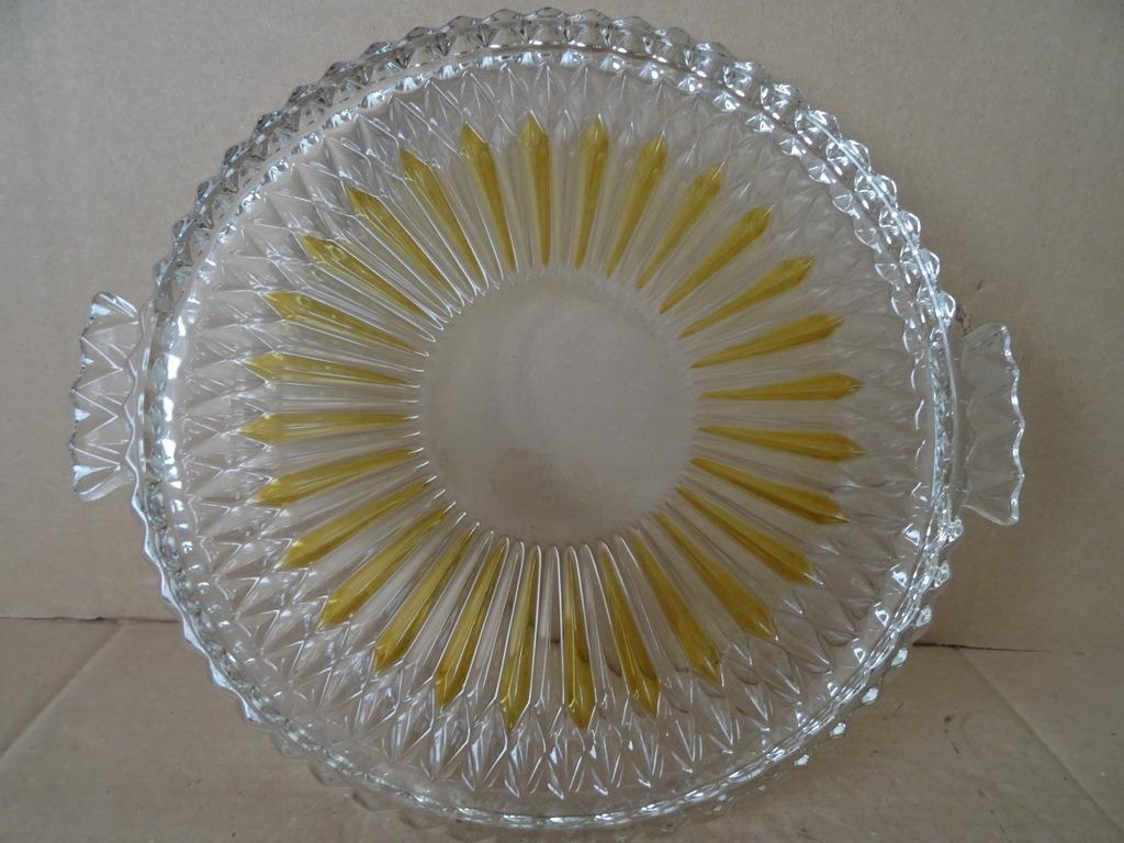 Plat à gâteau vintage plat à gâteau en verre vintage 34cm, Enlèvement ou Envoi, Comme neuf, Verre, Autres types