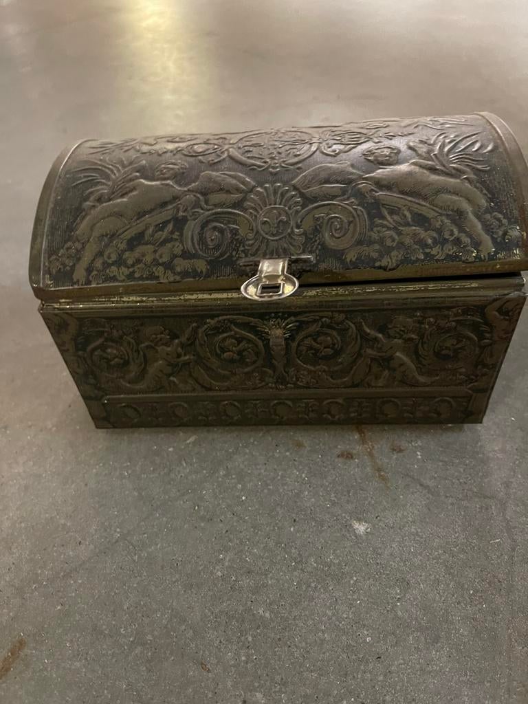 Oude   metalen snoepdoos - jaren 50, Collections, Boîte en métal, Utilisé, Enlèvement