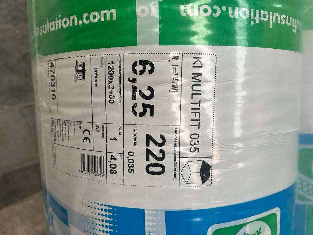 Isolatie 22 cm van knauf 25 rollen, Doe-het-zelf en Bouw, Isolatie en Afdichting, Ophalen of Verzenden, Nieuw